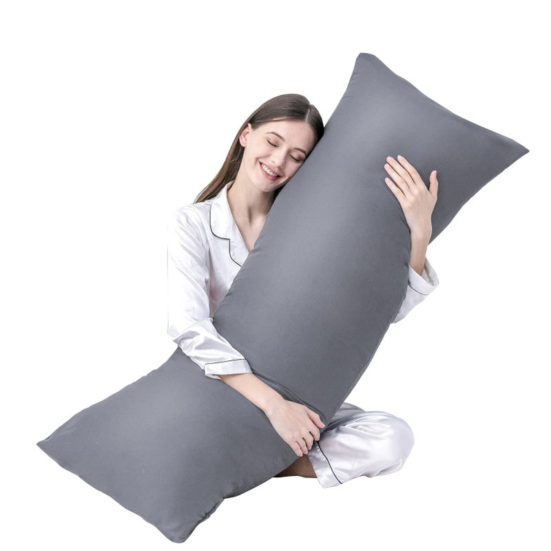 DOWNCOOL Large Body Pillow Insert Breathable Full Body Pillow for Side Sleeper  Soft Long Bed Pillow for Adults  20 x 54 inch Grey