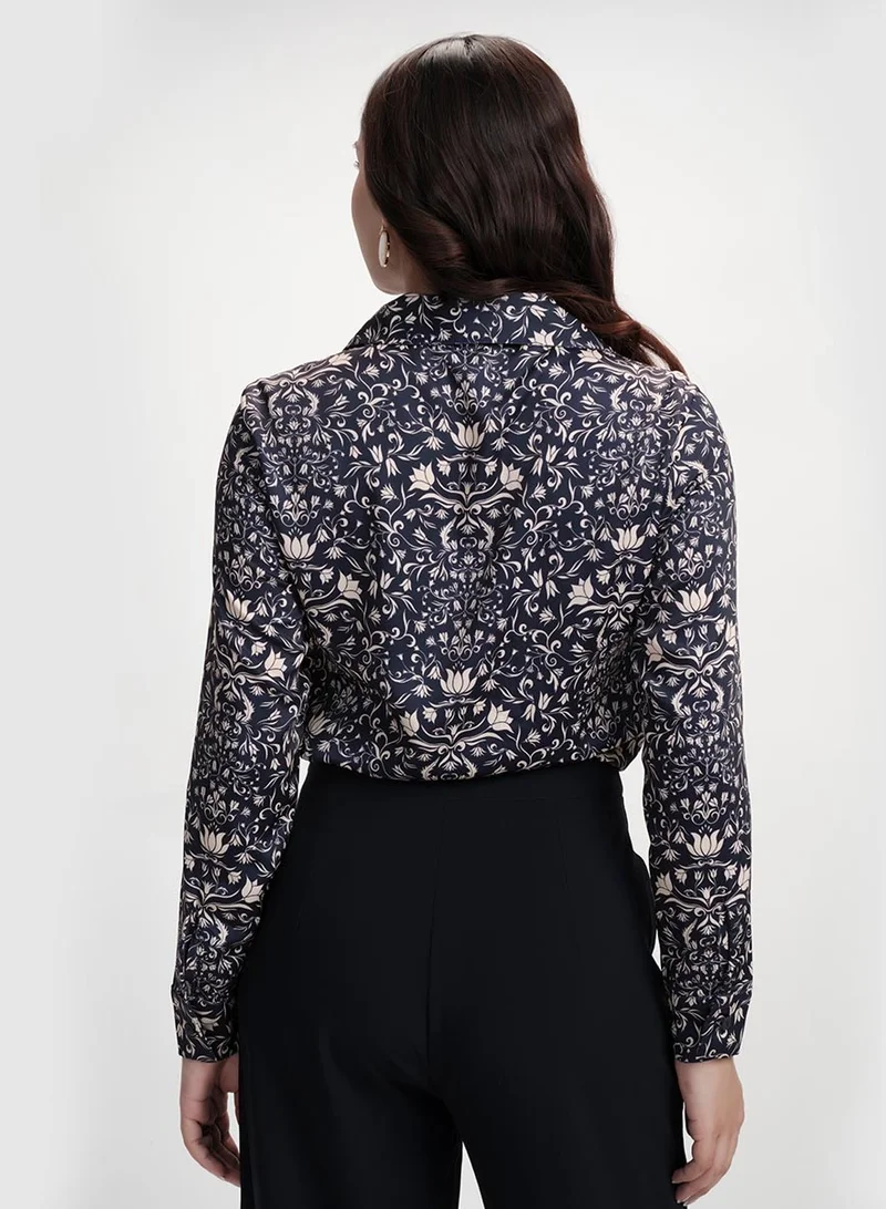 Zigzag Satin Printed Top