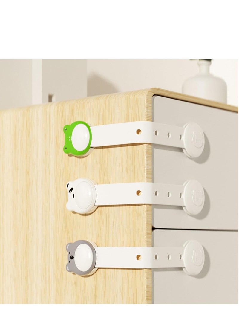 Excefore 3 PCS Baby Proofing Cabinet Lock, Cartoon Shape Child Proof Safety Locks, 3M Strong Adhesive ABS Material No Drilling, Adjustable Strap Latches to Cabinets, Drawers, Cupboard, Fridge,Door - Image 1