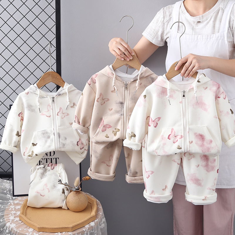 Girls' Long-Sleeved 2025 Children'S New Two-Piece Zipper Shirt Set Western Style Baby Suit - Image 2