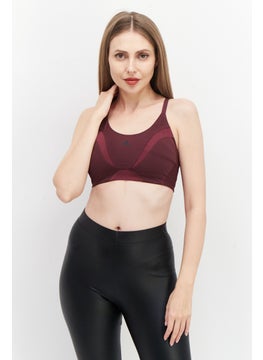 Adidas Women Lightly Padded Brand Logo Sports Bra, Maroon  - Image 1