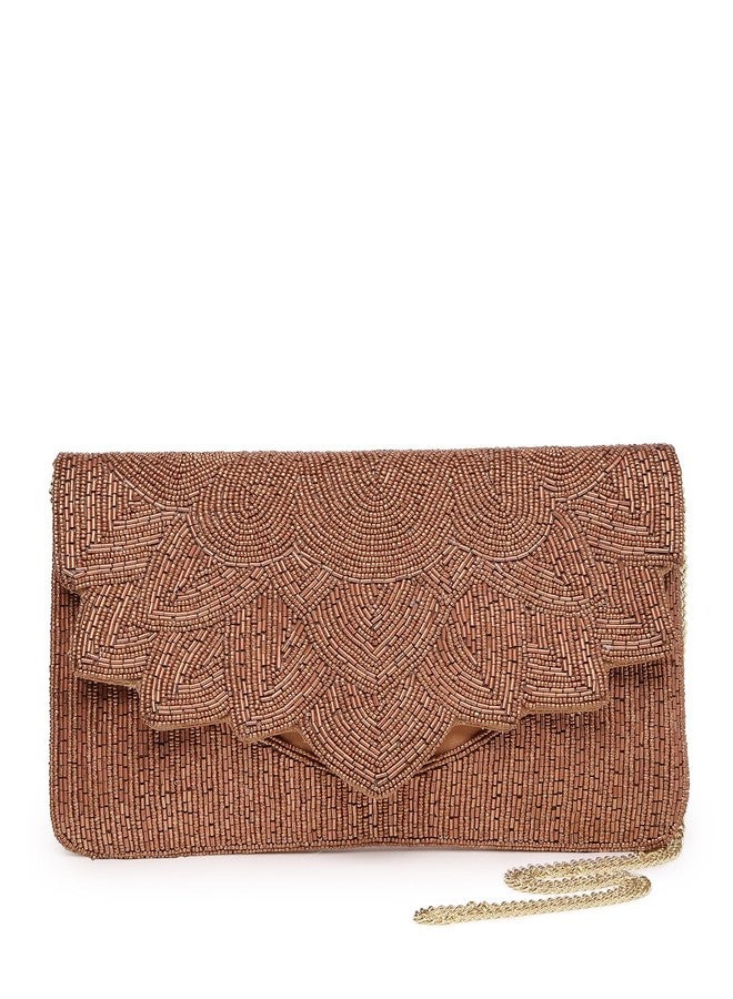 Anekaant Kooky Copper Spectrum Bead Work Satin Sling Bag - Image 1