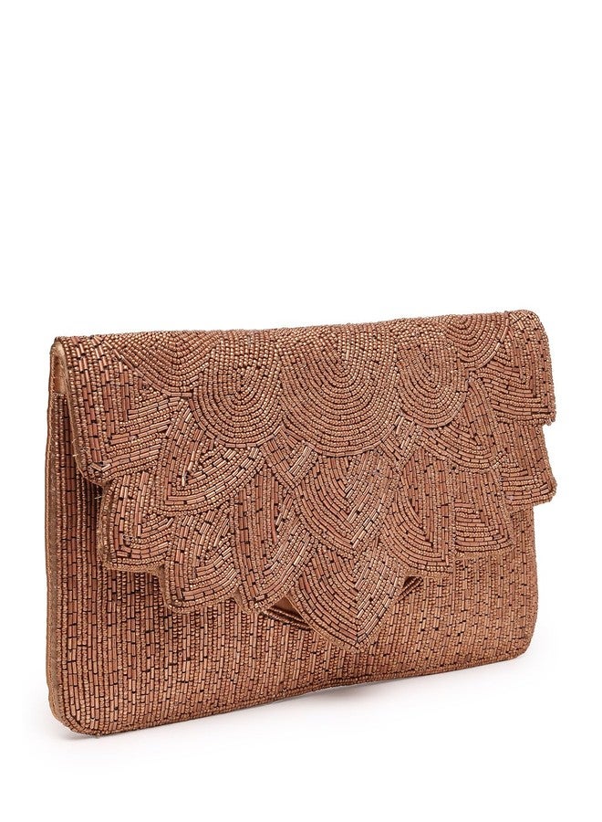 Anekaant Kooky Copper Spectrum Bead Work Satin Sling Bag - Image 4