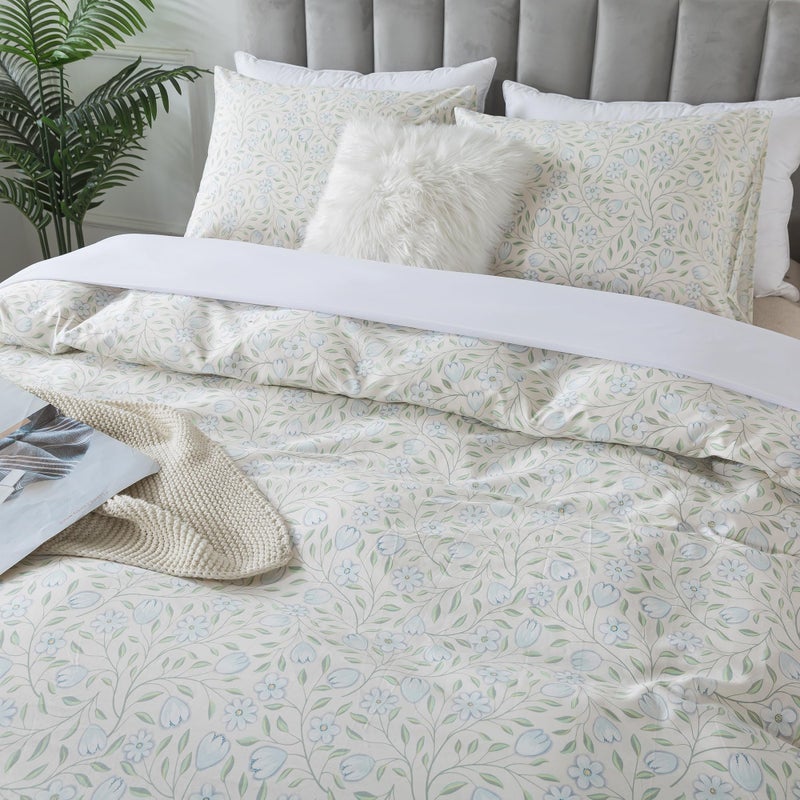 HoneiLife Floral Duvet Cover King  100 Cotton Comforter Cover Soft  Breathable Bedding Duvet Cover Sets with Zipper Closure  Corner Ties 3PC Wildflower Comforter Cover Sets Early Summer