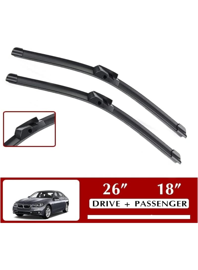 Elshafey Windshield Wiper Blade Set Replacement For BMW 5 7 Series F01 F02 F04 F07 F10 M5 2010-2016 High Performance Original Equipment Wipers 26"/18" - Image 2