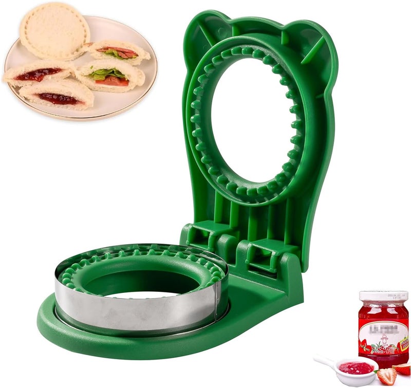 CHICHAUS Cross product compatible Uncrustable Sandwich Maker,Sandwiches Pocket Circle Shape 3.7Inch Sandwich Cutter and Sealer,Sandwich Cutter for Kids Breakfast and lunchboxes (Green) Light sturdy raw material - Image 1