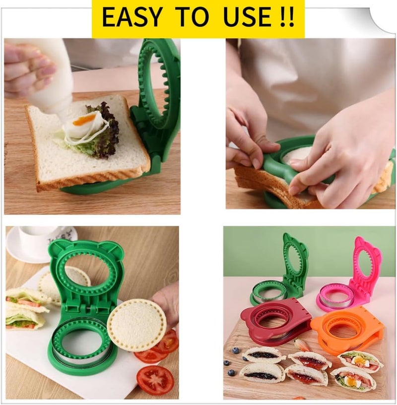 CHICHAUS Cross product compatible Uncrustable Sandwich Maker,Sandwiches Pocket Circle Shape 3.7Inch Sandwich Cutter and Sealer,Sandwich Cutter for Kids Breakfast and lunchboxes (Green) Light sturdy raw material - Image 5