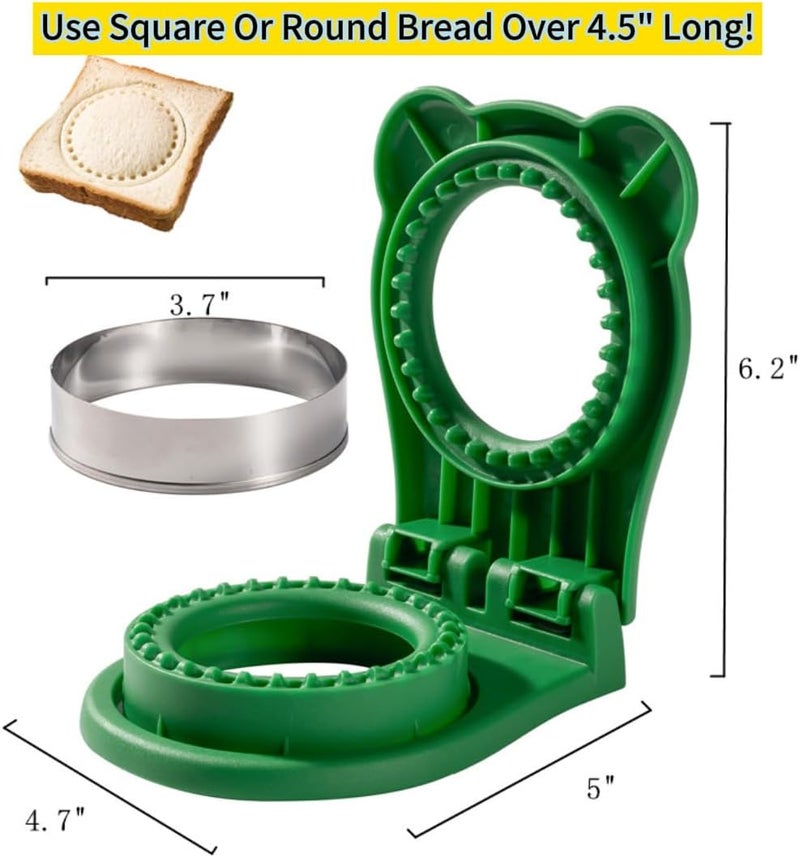 CHICHAUS Cross product compatible Uncrustable Sandwich Maker,Sandwiches Pocket Circle Shape 3.7Inch Sandwich Cutter and Sealer,Sandwich Cutter for Kids Breakfast and lunchboxes (Green) Light sturdy raw material - Image 3
