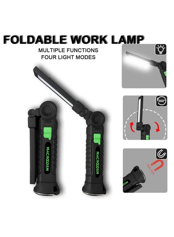 2pcs Bright Handheld LED Flashlight USB Rechargeable Foldable Work Light 4 Modes COB Torch with Tail Magnet Hook for Camping Emergency - Image 5