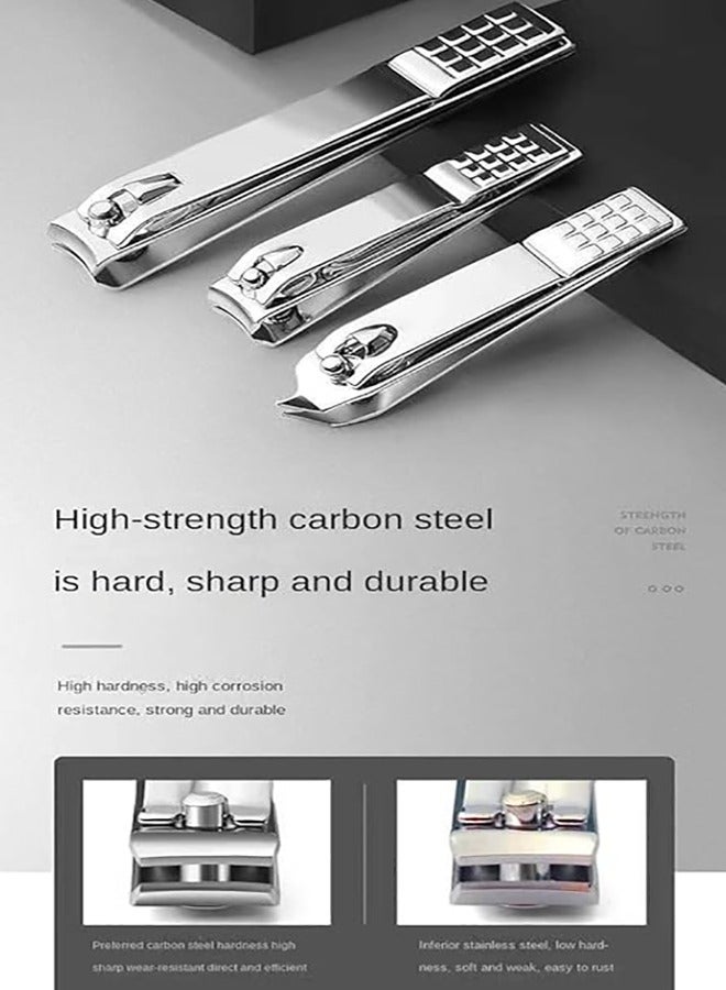 Flushrenic 4PCS Professional Nail Clippers Set,Toenail Clippers and Fingernails and Nail File,Silver Nail Cutter, Best Travel or Home use for Men and Women - Image 3