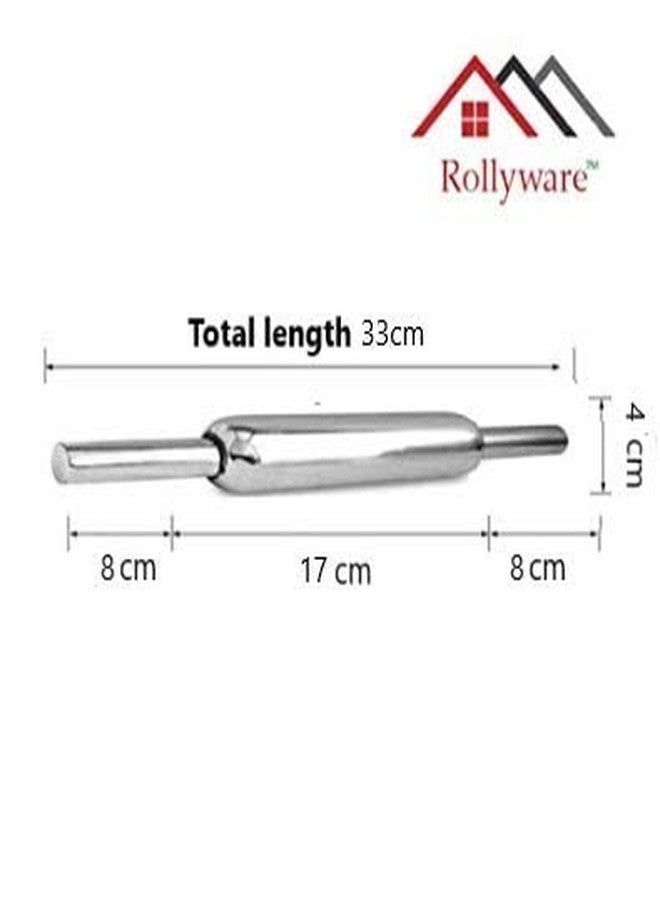Rollyware Premium 100% Stainless Steel Smooth Rolling Pin/Belan for Baking, Doughs, Breads, Chapati -Slim, Non Stick, Lightweight with Better Grip & Easy to Wash - Image 3