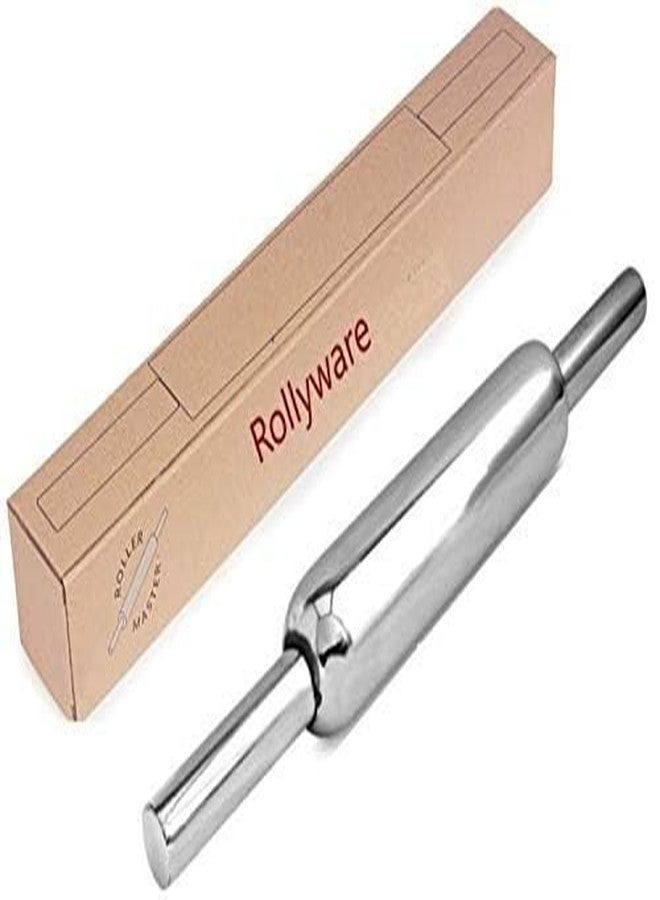 Rollyware Premium 100% Stainless Steel Smooth Rolling Pin/Belan for Baking, Doughs, Breads, Chapati -Slim, Non Stick, Lightweight with Better Grip & Easy to Wash - Image 2