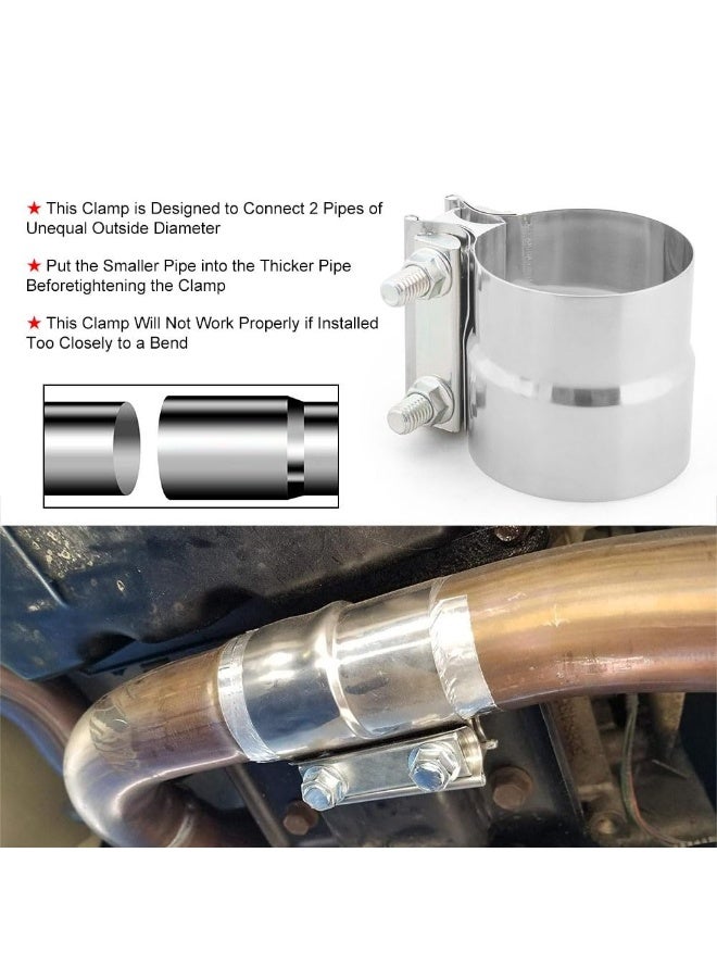 Generic 4PCS Exhaust Clamp, Lap Joint Band Clamp Stainless Steel,Exhaust Turbo Universal Tailpipe Hoop  - Image 4