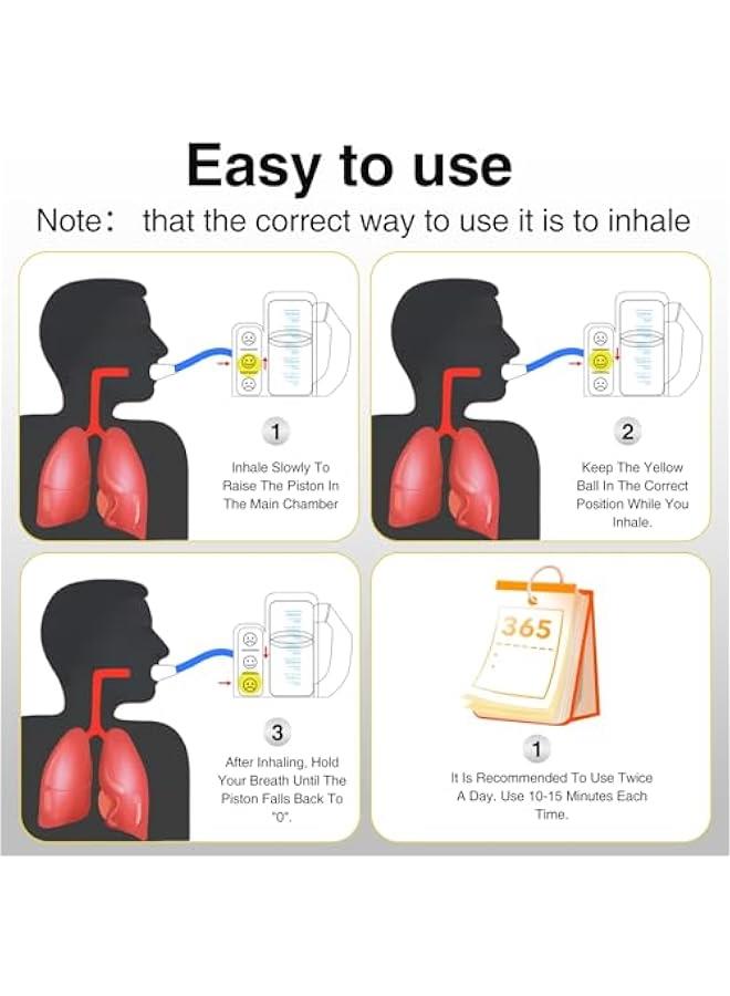 Arabest Incentive Spirometer-Breathing Exercise Device for Lungs Incentive Spirometer Adult with Flow Indicator Deep Breathing Trainer for Children and Adults 5000ml Capacity Measurement - Image 2