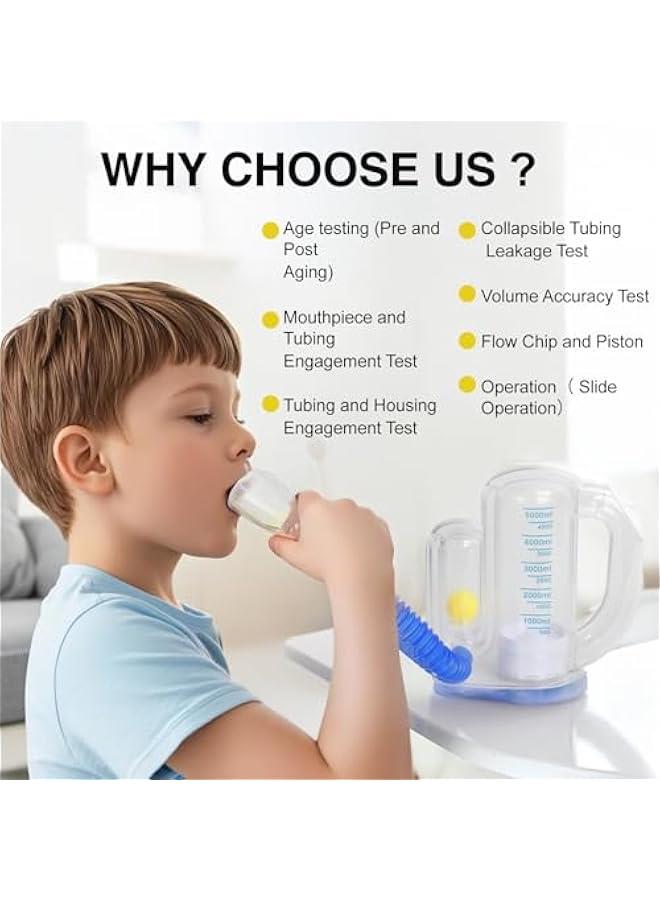 Arabest Incentive Spirometer-Breathing Exercise Device for Lungs Incentive Spirometer Adult with Flow Indicator Deep Breathing Trainer for Children and Adults 5000ml Capacity Measurement - Image 3