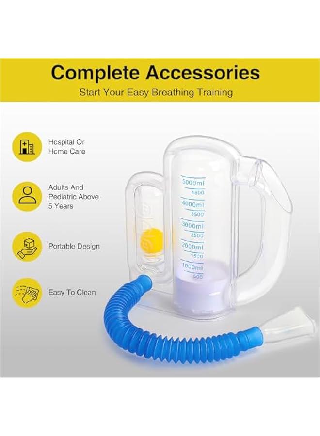 Arabest Incentive Spirometer-Breathing Exercise Device for Lungs Incentive Spirometer Adult with Flow Indicator Deep Breathing Trainer for Children and Adults 5000ml Capacity Measurement - Image 4