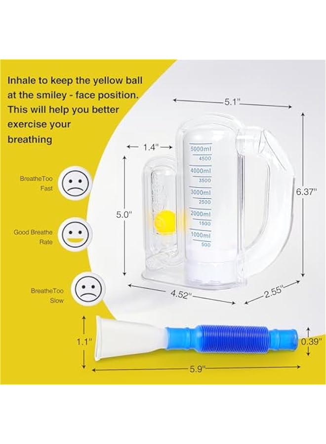 Arabest Incentive Spirometer-Breathing Exercise Device for Lungs Incentive Spirometer Adult with Flow Indicator Deep Breathing Trainer for Children and Adults 5000ml Capacity Measurement - Image 5