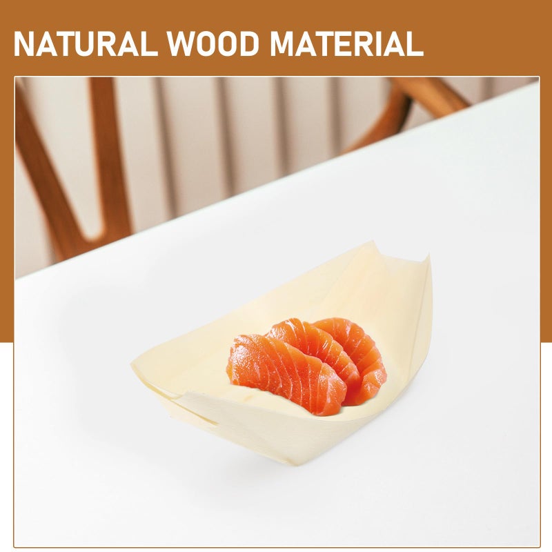 50 Pcs 6 Inch Disposable Wooden Sushi Serving Trays Snack Boats For Fries Catering - Image 4