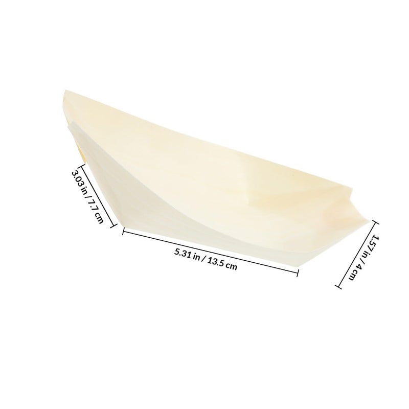 50 Pcs 6 Inch Disposable Wooden Sushi Serving Trays Snack Boats For Fries Catering - Image 3