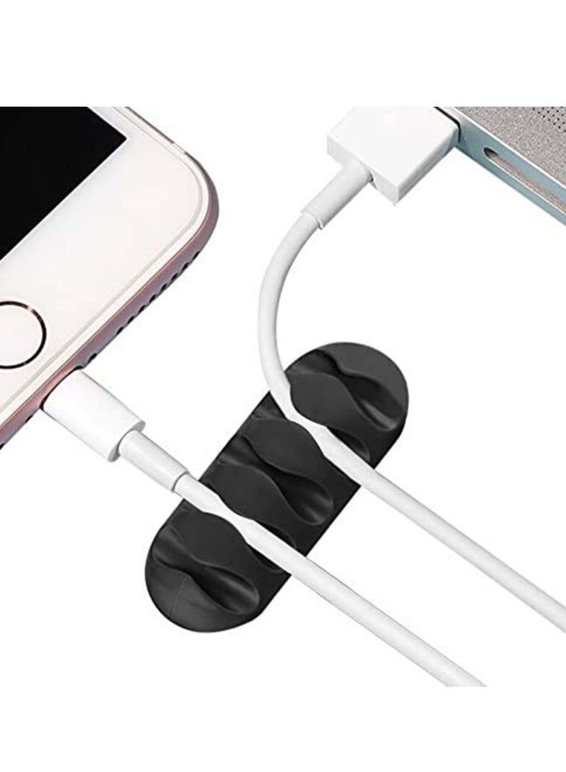 SYOSI 20 Pieces Cable Clips Black Holder Cord Organizer Wire for Cable, and Management System Power Cords Charging Accessory Cables Mouse PC Office Home - Image 4