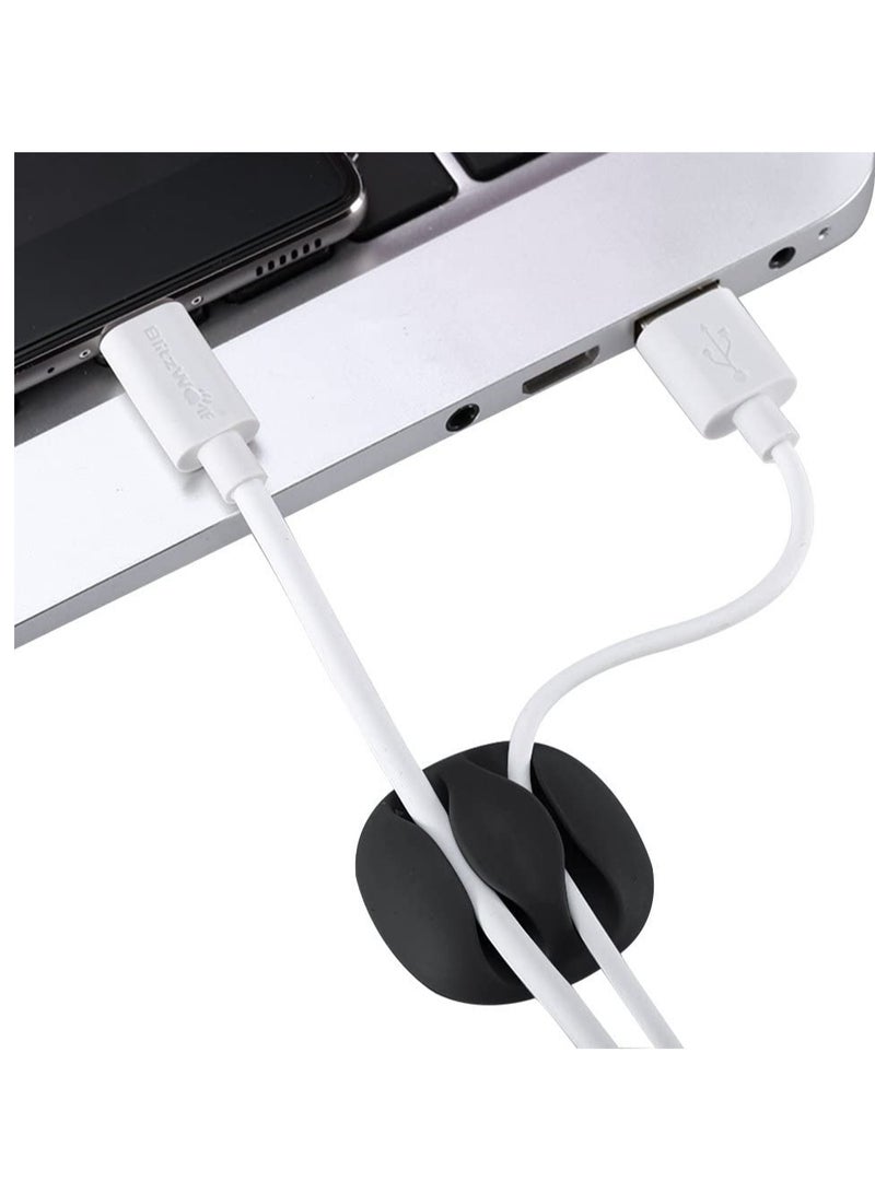 SYOSI 20 Pieces Cable Clips Black Holder Cord Organizer Wire for Cable, and Management System Power Cords Charging Accessory Cables Mouse PC Office Home - Image 2