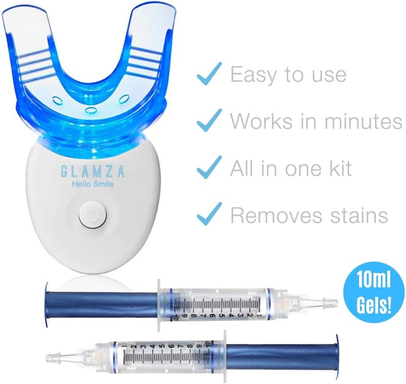 Glamza مجموعة جلمازا النهائية لتبييض الأسنان تشمل صينية تبييض الأسنان x2 10 مل جل شرائط تبييض الأسنان مسحوق تبييض الأسنان بالفحم النشط - Image 5