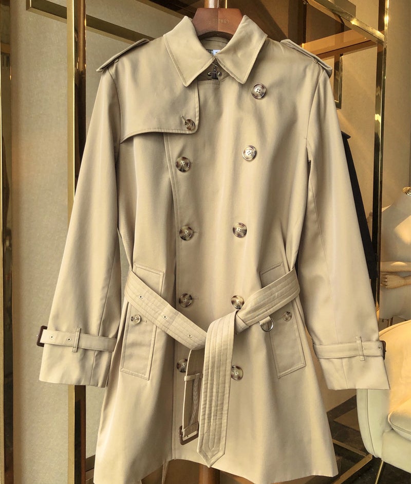 High Edition Classic British Style Double Breasted Striped Plaid Lined Short Korean Style Coat Coat Mens Coat Khaki 