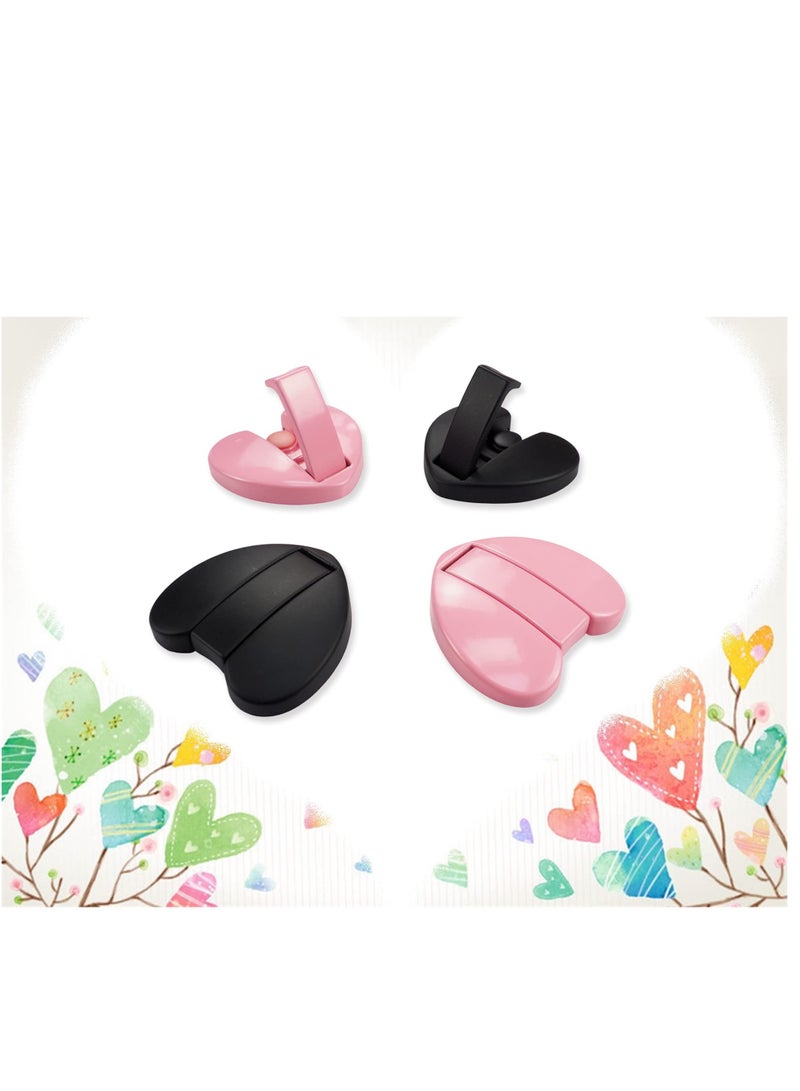 Folding Hideaway Coat Hooks, Space Aluminum Love Heart Shape Heavy Duty Wall Hooks, Retractable Hooks for Hanging Coat, Scarf, Hat, Bag, Towel, Key, Cup (Heart * 2Pack, Black) - Image 5