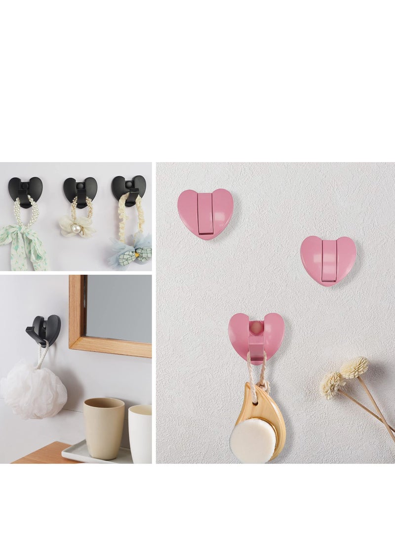 Folding Hideaway Coat Hooks, Space Aluminum Love Heart Shape Heavy Duty Wall Hooks, Retractable Hooks for Hanging Coat, Scarf, Hat, Bag, Towel, Key, Cup (Heart * 2Pack, Black) - Image 3