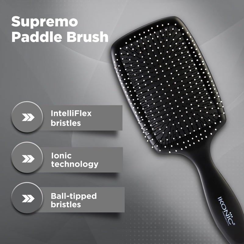 Ikonic Professional Supremo Paddle Hair Brush with IntelliFlex Bristles & Anti-Slip Handle for Gentle Detangling, Salon/Personal Grooming, Straightening, Smoothing, Styling - Men & Women, - Image 2