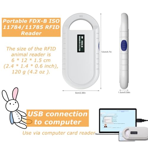 Diyeeni Pet ID Microchip Scanner,Universal Portable Handheld Animal Chip RFID Reader with Backlight Screen,History Data,for 134.2K FDXB Tags,Supports ISO 11784/11785,FDXB,ID64 RFID - Image 5