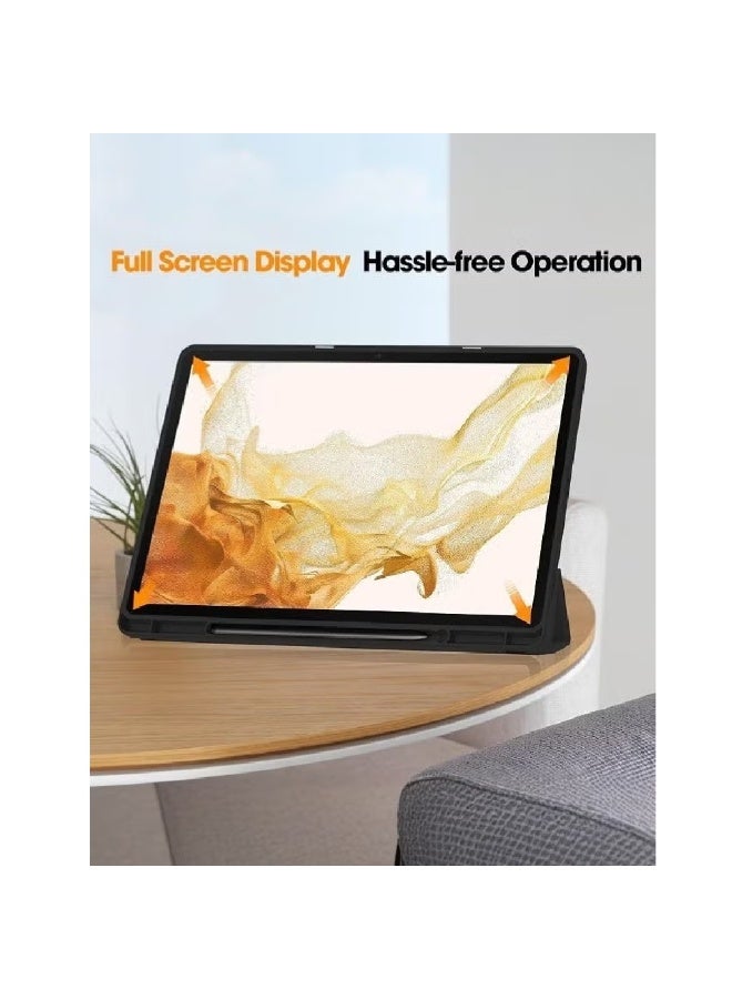 جينيكست غطاء حماية قابل للطي لجهاز Samsung Galaxy Tab S10 FE+ (إصدار 2025، مقاس 13.1 بوصة) - غطاء ذكي بمسند وهيكل صلب، يدعم خاصية السكون/التنبيه التلقائي، ومزود بحامل للقلم - لون أسود. - Image 4