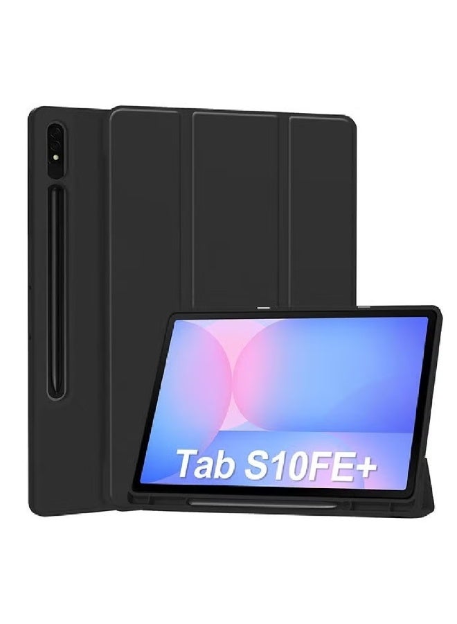 جينيكست غطاء حماية قابل للطي لجهاز Samsung Galaxy Tab S10 FE+ (إصدار 2025، مقاس 13.1 بوصة) - غطاء ذكي بمسند وهيكل صلب، يدعم خاصية السكون/التنبيه التلقائي، ومزود بحامل للقلم - لون أسود. - Image 1