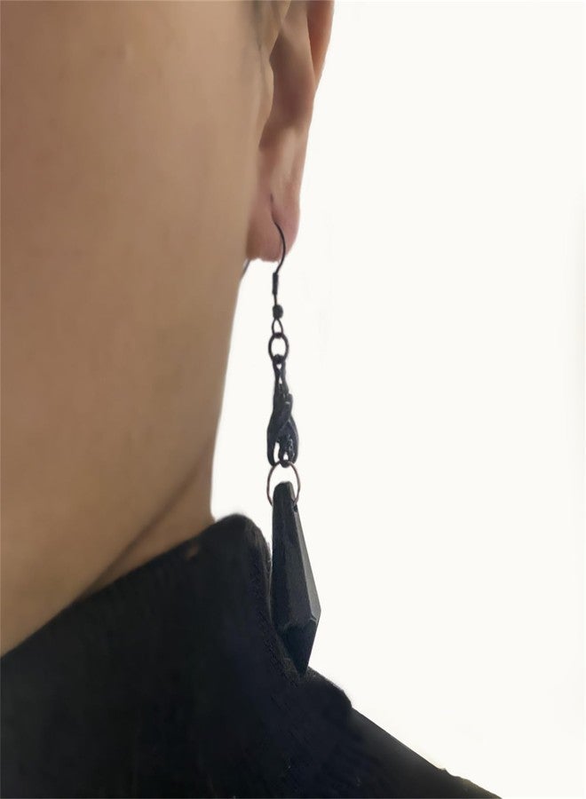 RLHRNDE Gothic Bat Glass Necklace Earrings Set for Women Vintage Punk Vampire Bat Pendant Necklace Blood Red Crystal Earrings Halloween Cosplay Mystic Witch Jewelry Set (Black) - Image 4