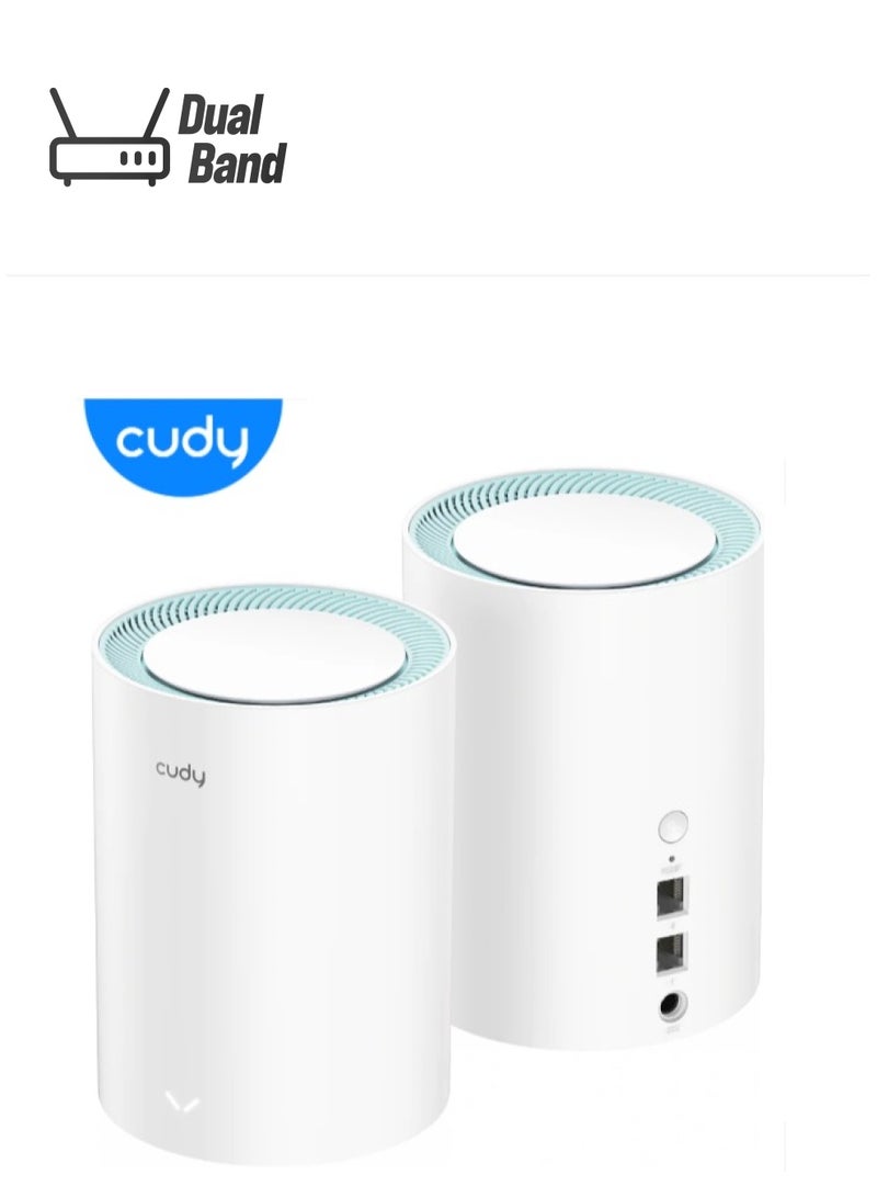Cudy AC1200 Mesh Wi-Fi System 2-Pack | High-Speed Wi-Fi for Large Homes | 4-Stream Dual-Band, Easy Setup, VPN Support, and Fast Roaming - Image 1