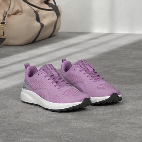 BRONAX Wide Toe Road Running Shoes for Women Lace up Breathable Mesh Size 7w with Arch Support Swollen Pregnancy Tennis Athletics Cross Training Sports Female Sneakers Purple 38 - Image 2