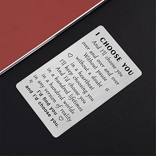 TANWIH I Choose You Wallet Card for Him, Wedding Gifts for Groom from Bride, Fiance Gifts for Him, To My Husband On Our Wedding Day, I Love You Card for Men, Engagement, Valentines Day - Image 3