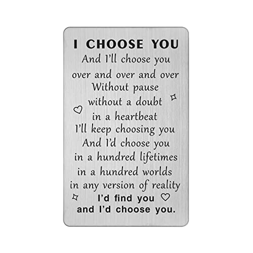 TANWIH I Choose You Wallet Card for Him, Wedding Gifts for Groom from Bride, Fiance Gifts for Him, To My Husband On Our Wedding Day, I Love You Card for Men, Engagement, Valentines Day - Image 1
