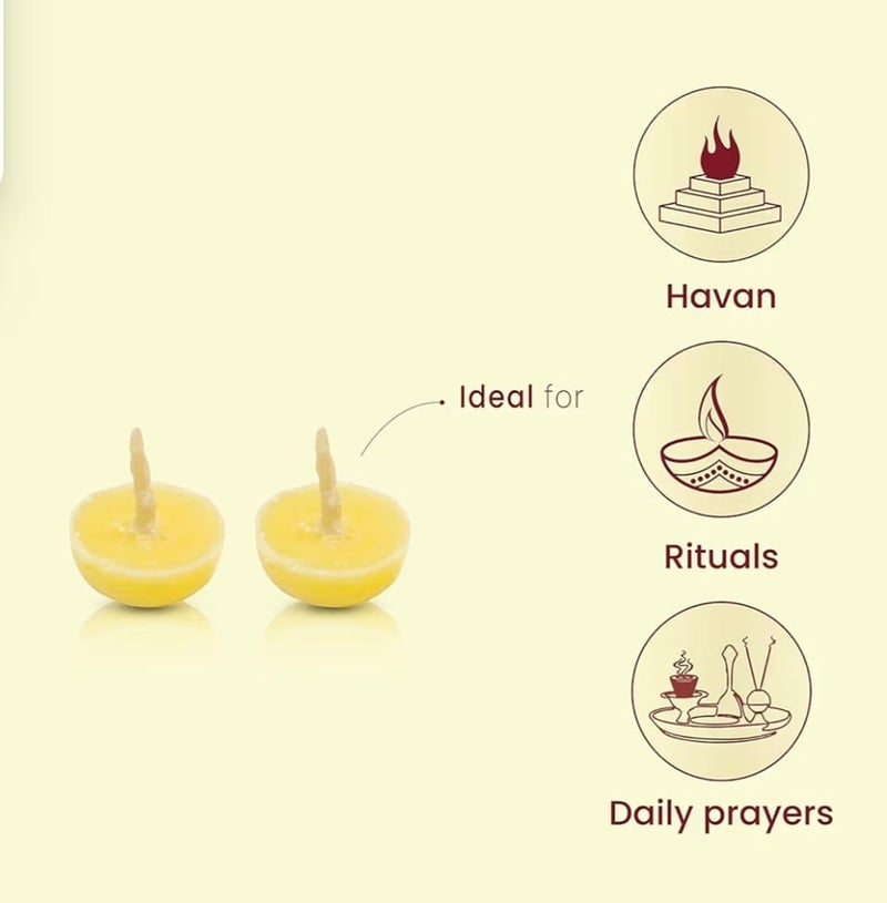 Om Phool Batti Cow Ghee Diya for Puja, 30 min Burning Time, 100% Wax Free Ghee Batti for Pooja, Festivals & Religious Rituals | Readymade Ghee Diya batti (100) - Image 3