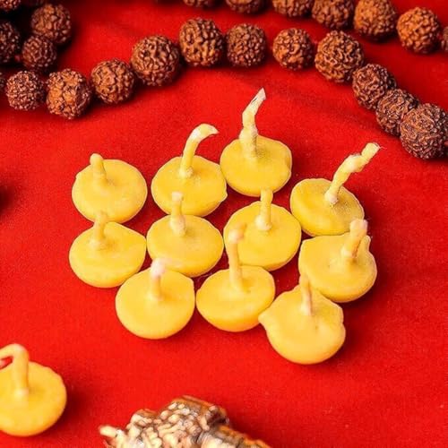 Om Phool Batti Cow Ghee Diya for Puja, 30 min Burning Time, 100% Wax Free Ghee Batti for Pooja, Festivals & Religious Rituals | Readymade Ghee Diya batti (100) - Image 4