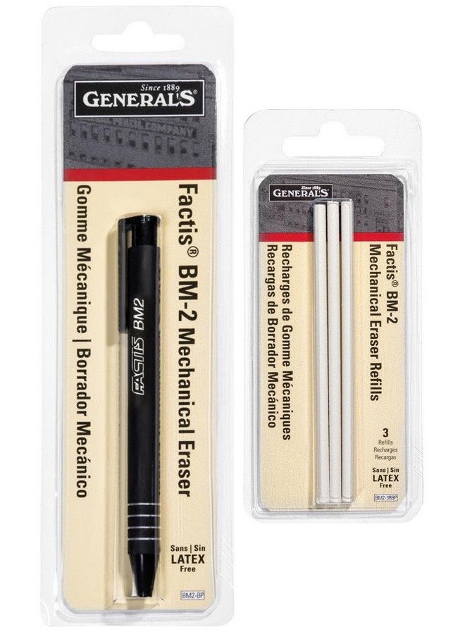 General's General Pencil - Pencil-Eraser + Refills Bundle - GPBM2-BP Factis Pen Style Eraser Plus GPBM2-3RBP Factis Pen Style Eraser Refills (Pencil + Refills)