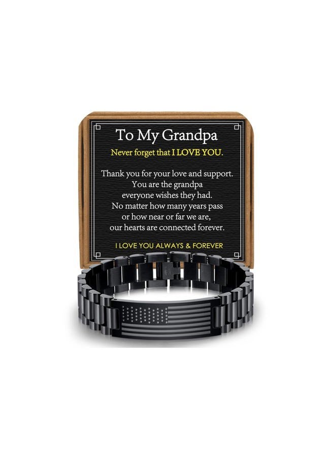 VULETO To My Man Boyfriend Husband Dad Son Bracelet Gifts, Stainless Steel American Flag Watch Link Bracelet Fathers Day Valentines Christmas Jewelry Gifts for Men Him, one size, Stainless Steel, no - Image 1