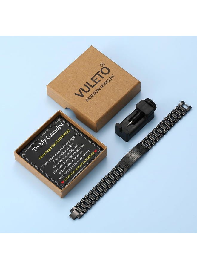VULETO To My Man Boyfriend Husband Dad Son Bracelet Gifts, Stainless Steel American Flag Watch Link Bracelet Fathers Day Valentines Christmas Jewelry Gifts for Men Him, one size, Stainless Steel, no - Image 2