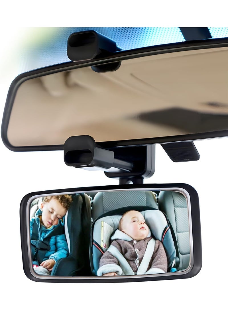 مرآة الطفل الأمامية المواجهة للخلف - تثبيت بمشبك، لا حاجة لتضييع المقبض - عرض الركاب الخلفيين - رحلات السيارة - Image 1