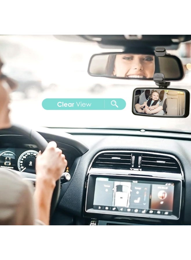 مرآة الطفل الأمامية المواجهة للخلف - تثبيت بمشبك، لا حاجة لتضييع المقبض - عرض الركاب الخلفيين - رحلات السيارة - Image 2