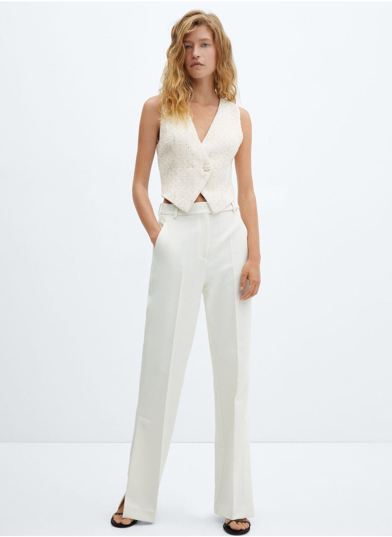MANGO - Button Detail Crop Vest - Image 1