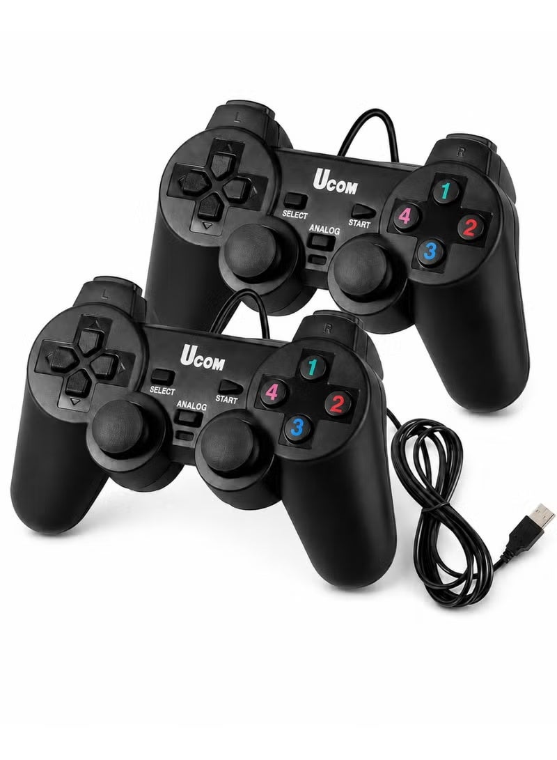 يوكوم طقم وحدات تحكم ألعاب (Gamepad) سلكية من Ucom للكمبيوتر بنظام Windows - لون أسود كلاسيكي، مزو - Image 1