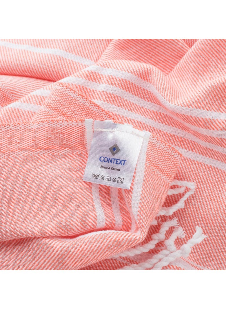 CONTEXT Style and Functionality Turkish Peshtemal Towels: 100% Organic Cotton | Prewashed & Versatile for Bath, Pool, Beach, and Spa - 40x70 Inches (Coral)  - Image 3