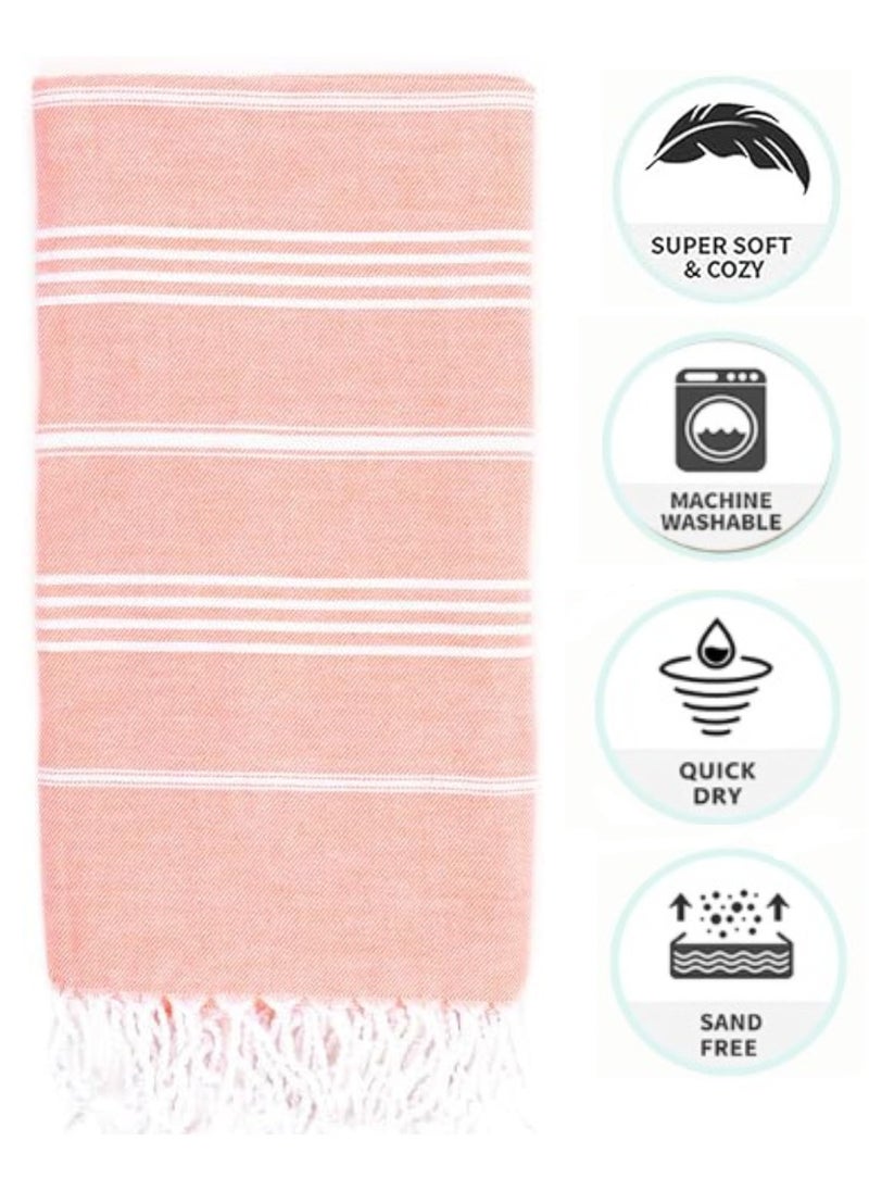 CONTEXT Style and Functionality Turkish Peshtemal Towels: 100% Organic Cotton | Prewashed & Versatile for Bath, Pool, Beach, and Spa - 40x70 Inches (Coral)  - Image 1