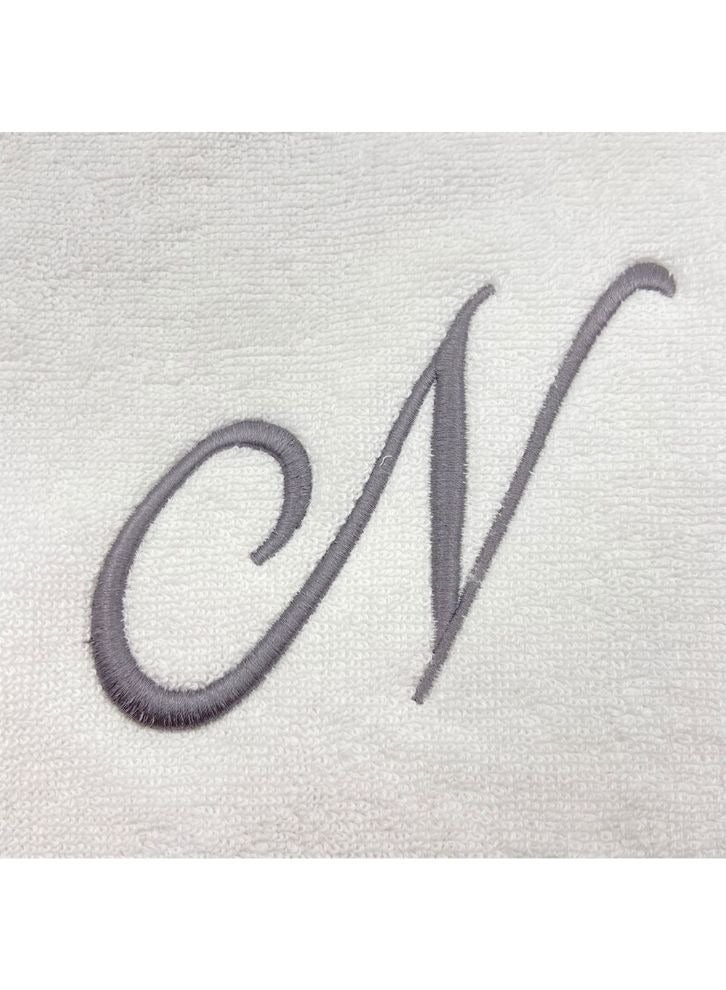 BYFT Embroidered For You (White) Luxury Monogrammed Bath Towel (70 x 140 Cm -Set of 1) 100% Cotton, Highly Absorbent and Quick dry Bath Linen -600 Gsm (Silver Letter N) - Image 3
